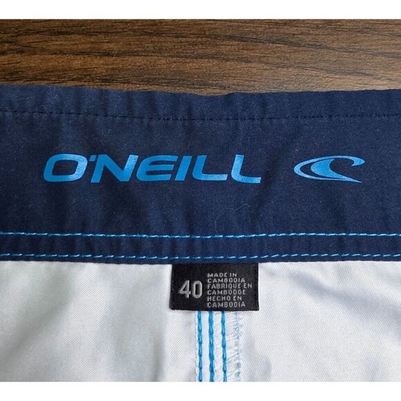 ONeill Mens Size 40 Board Shorts Blue/Red Striped Swim Trunks Polyester Adjustab - Picture 4 of 13